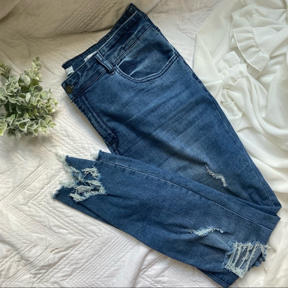 Comfy Ripped Skinny Jeans, High-Rise, Jegging